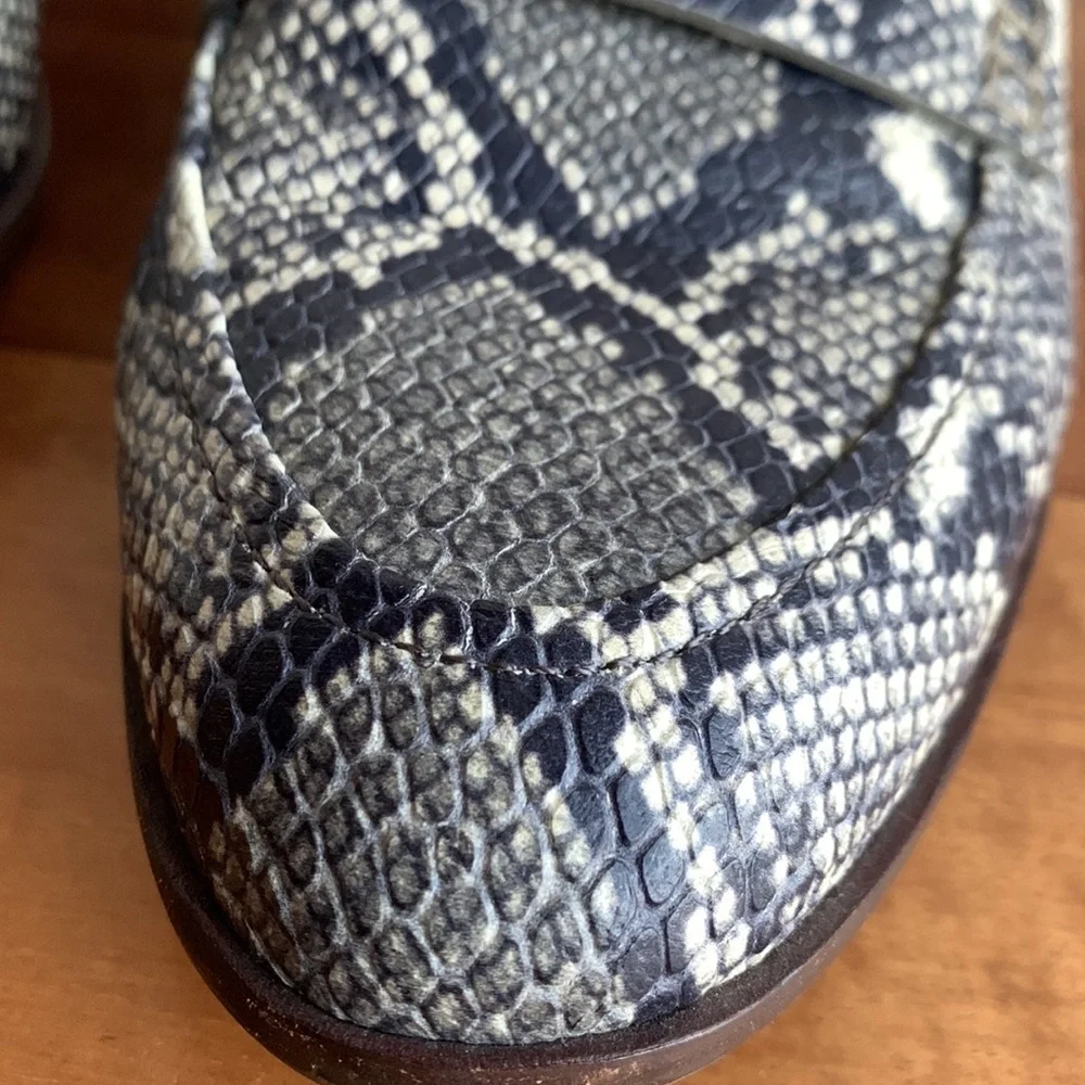 Madewell The Alex Snake Embossed Leather Loafer Black White 9.5 Business Office